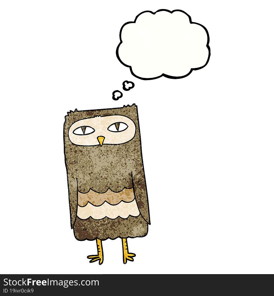 thought bubble textured cartoon owl