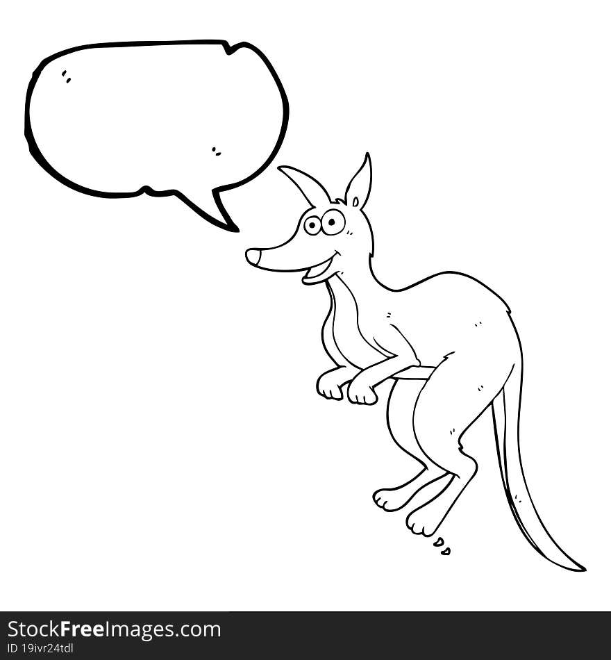 freehand drawn speech bubble cartoon kangaroo