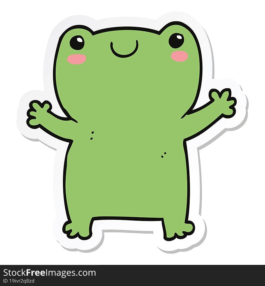 sticker of a cute cartoon frog