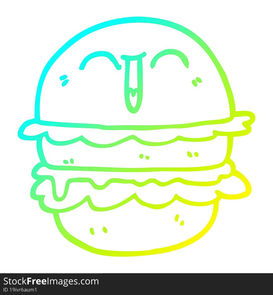 cold gradient line drawing cartoon burger