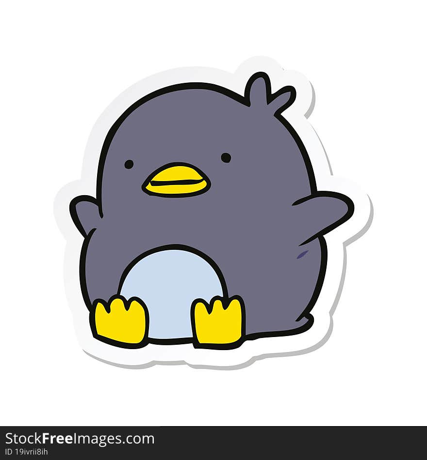 sticker of a cute cartoon penguin