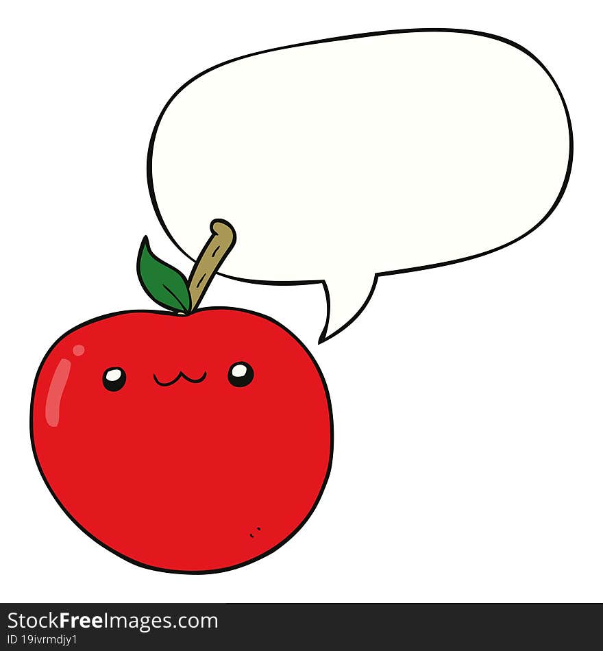 cartoon cute apple and speech bubble