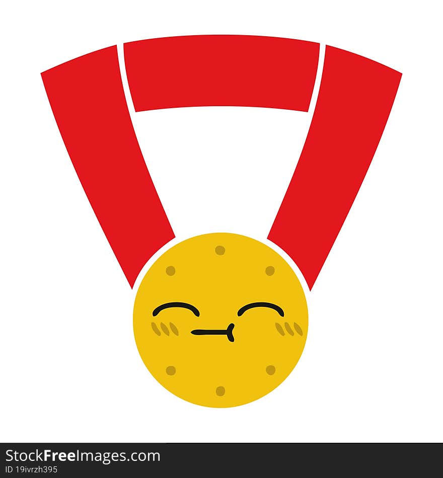 flat color retro cartoon gold medal