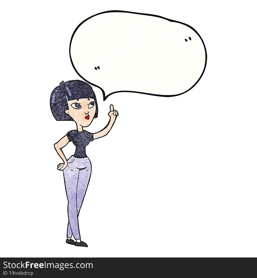 Speech Bubble Textured Cartoon Woman Asking Question