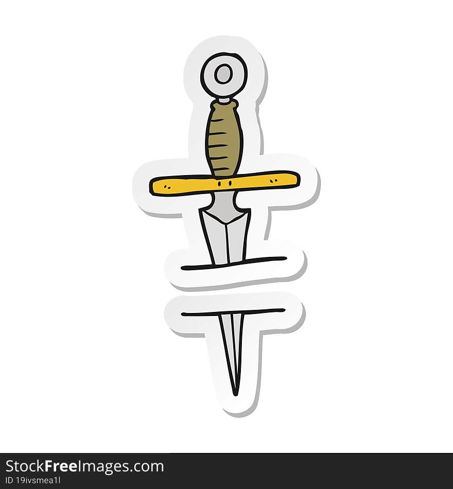 sticker of a cartoon dagger tattoo symbol