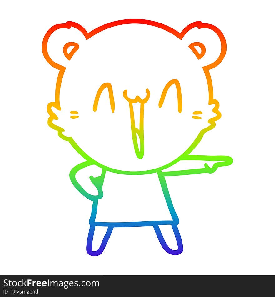 rainbow gradient line drawing happy bear cartoon