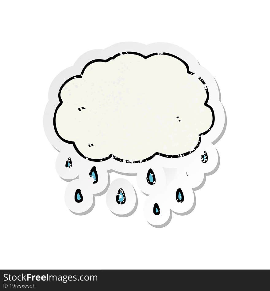 distressed sticker of a cartoon rain cloud