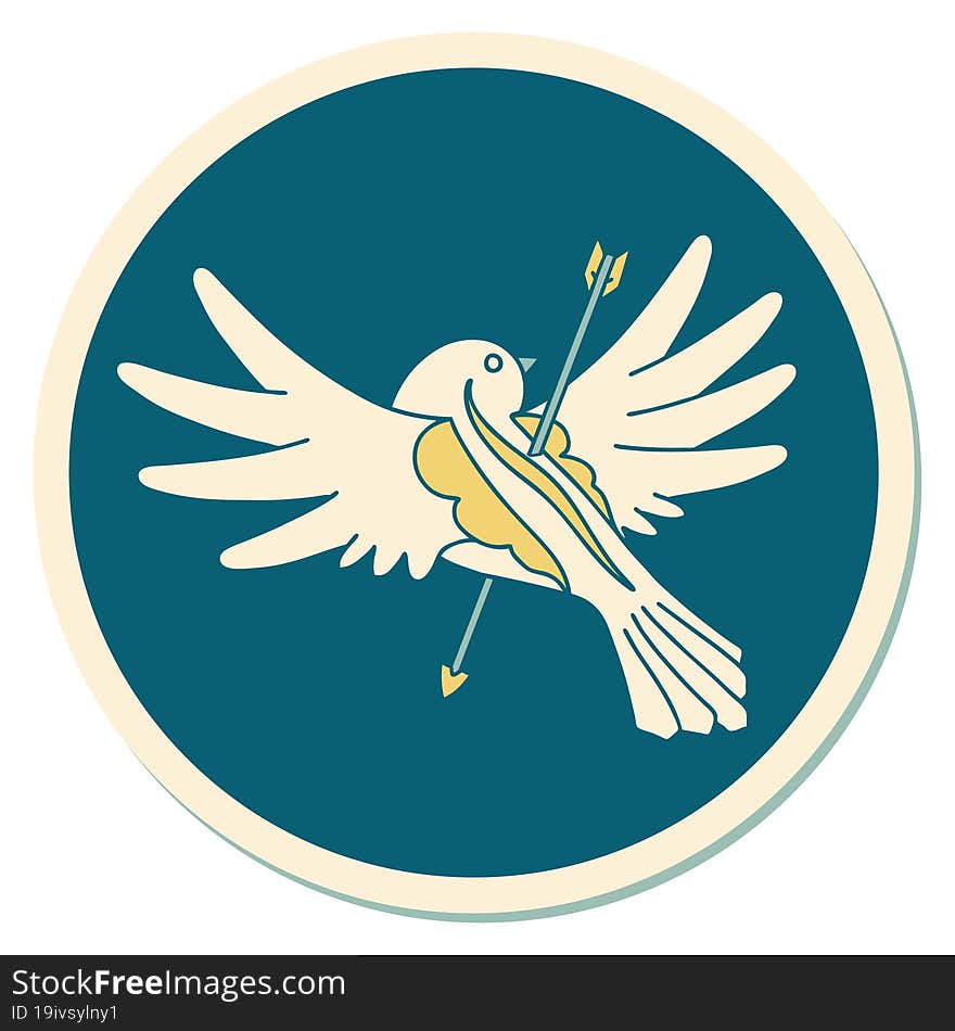 Tattoo Style Sticker Of A Dove Pierced With Arrow