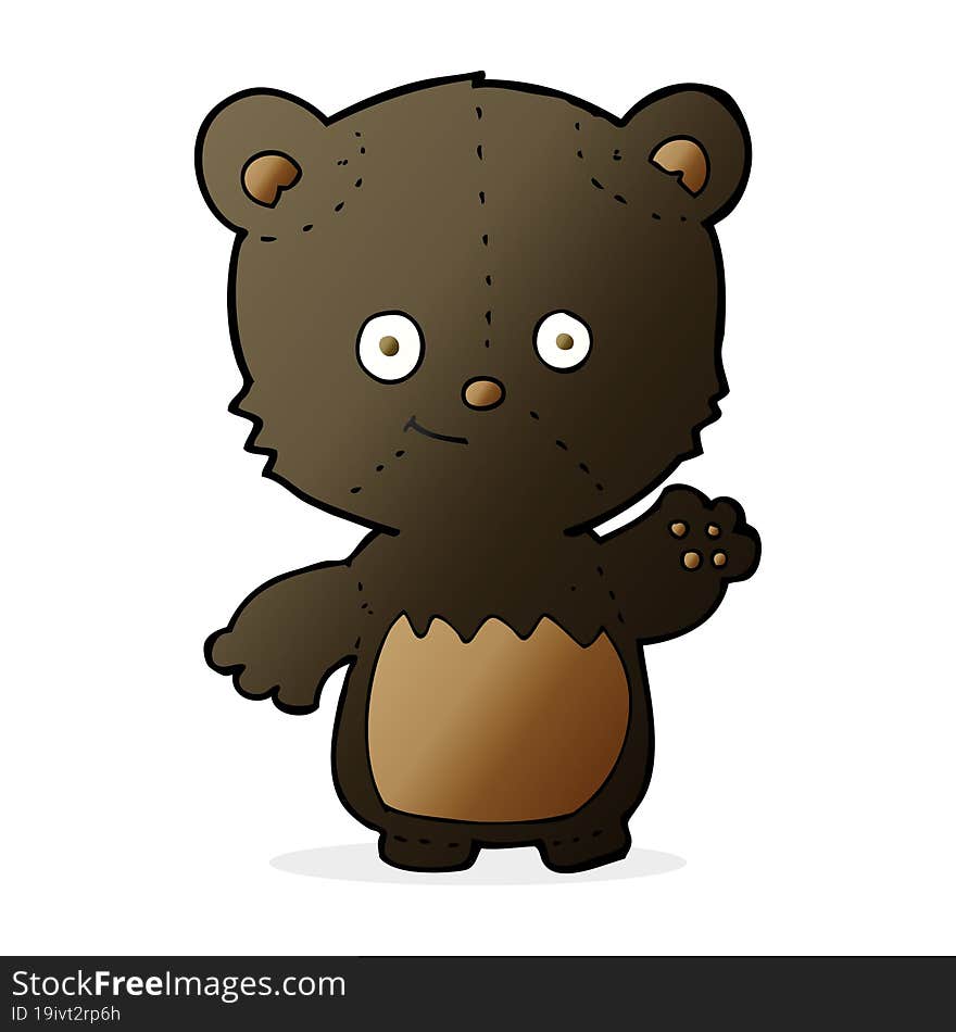 cartoon black bearcub waving