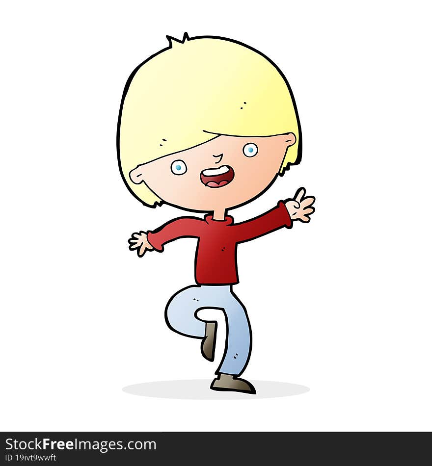 cartoon happy boy dancing