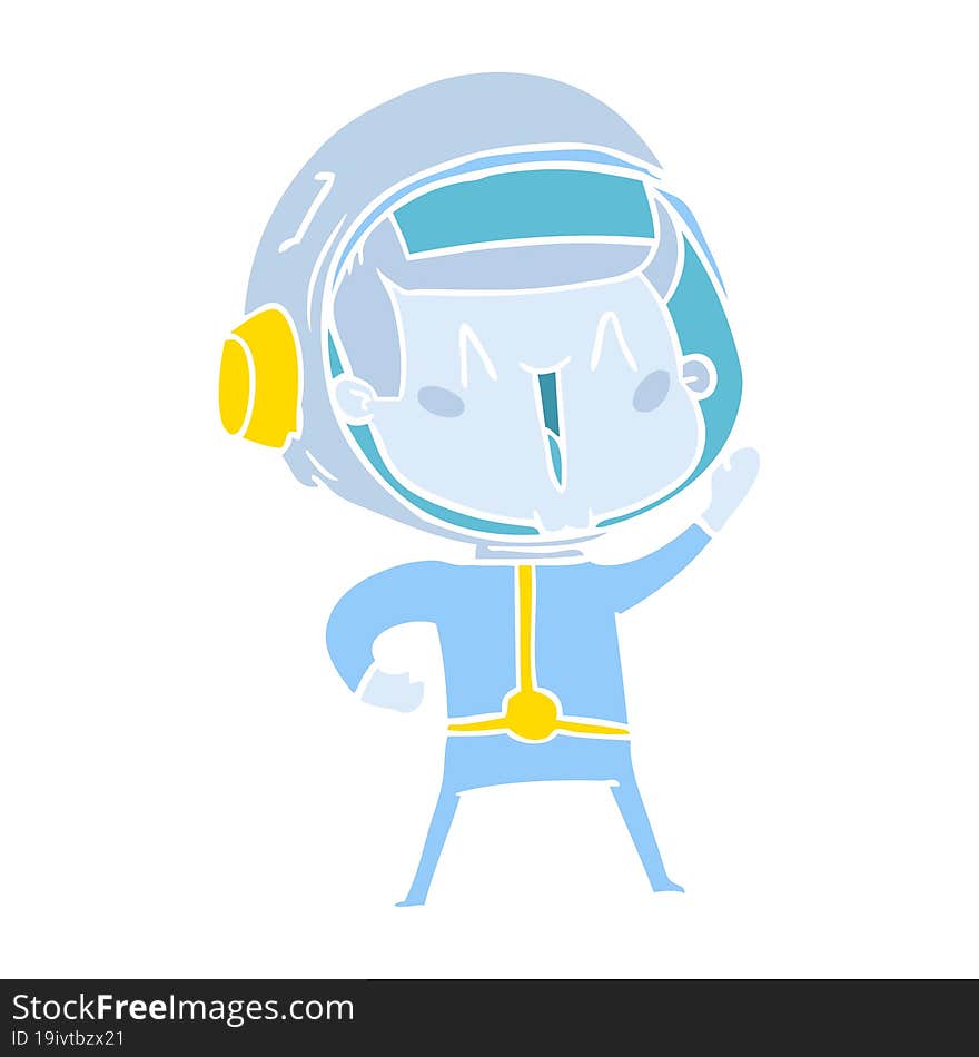 happy flat color style cartoon astronaut