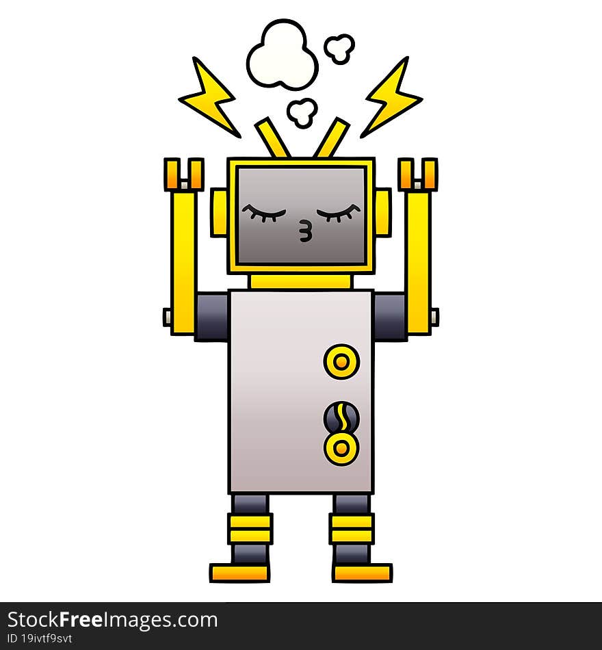 gradient shaded cartoon of a malfunctioning robot