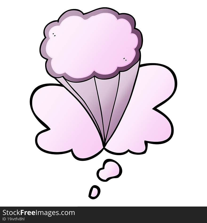 cartoon decorative cloud and thought bubble in smooth gradient style