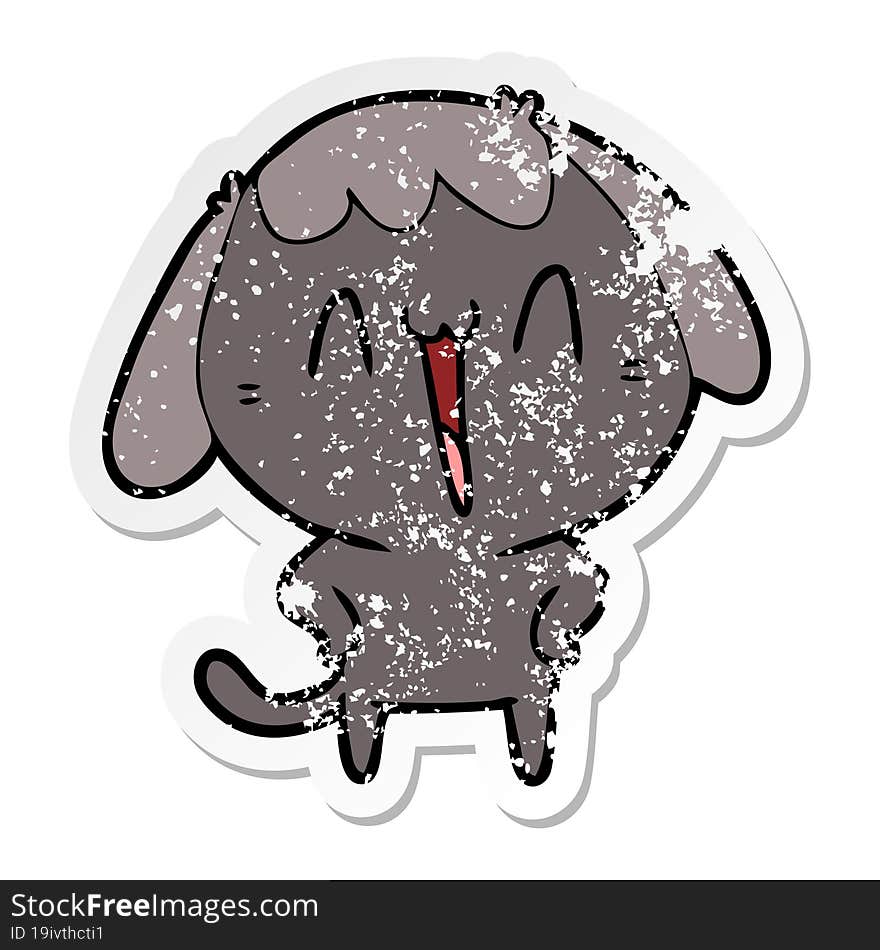 Distressed Sticker Of A Cute Cartoon Dog