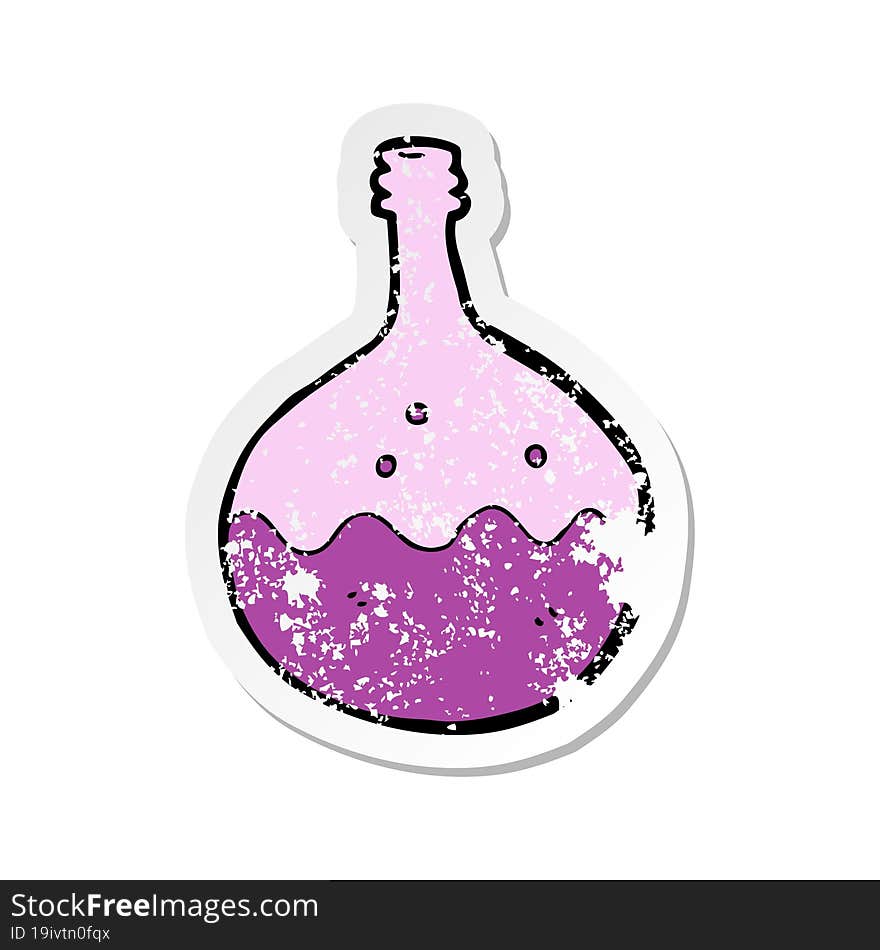 Retro Distressed Sticker Of A Cartoon Bubbling Chemicals