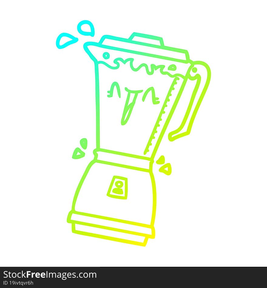 cold gradient line drawing whirring cartoon food processor