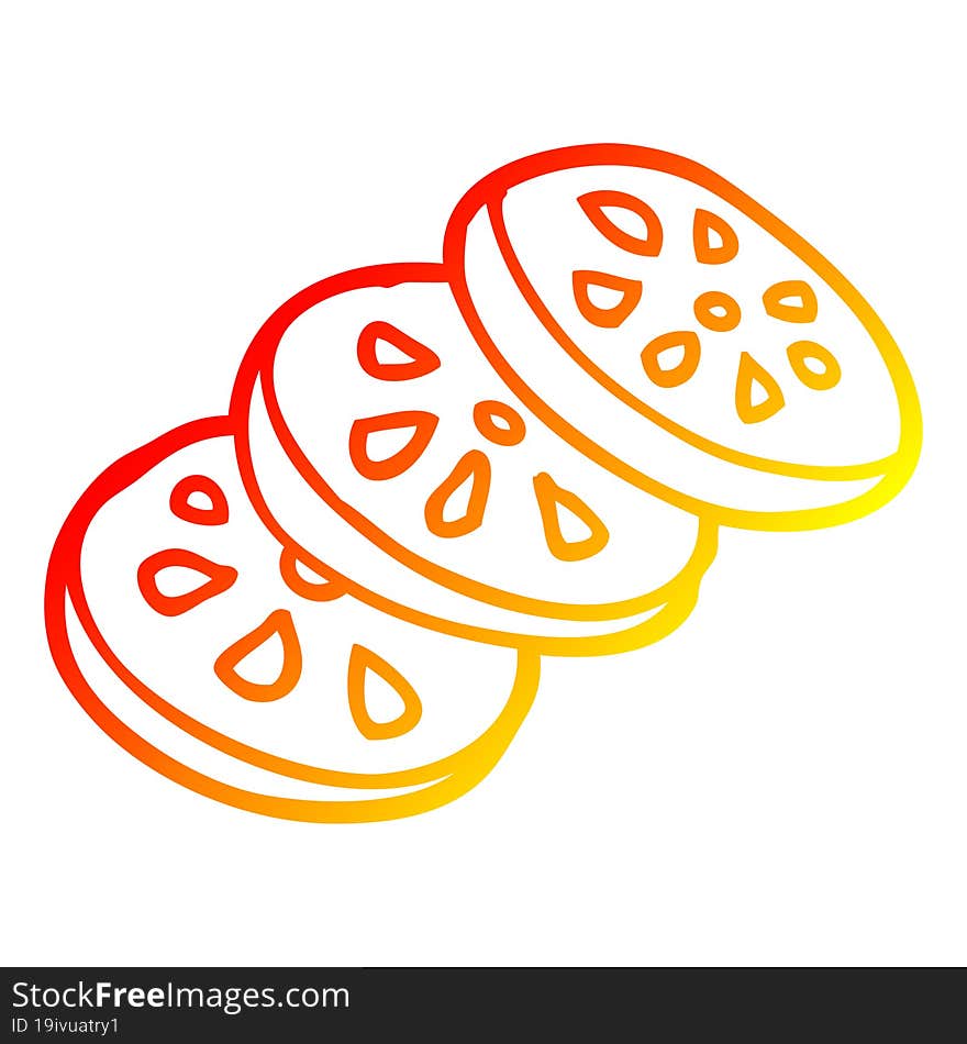 warm gradient line drawing cartoon sliced tomato