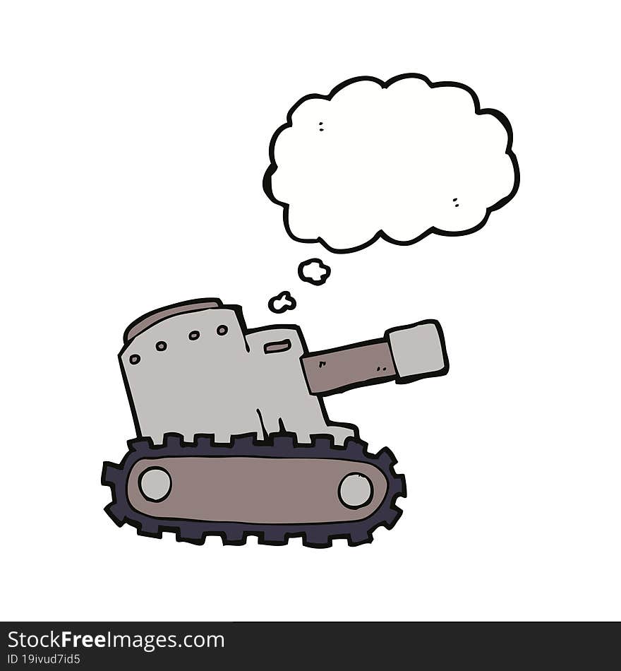 cartoon army tank with thought bubble