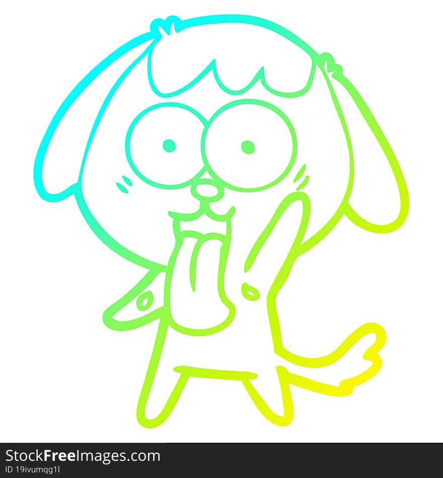 cold gradient line drawing of a cute cartoon dog