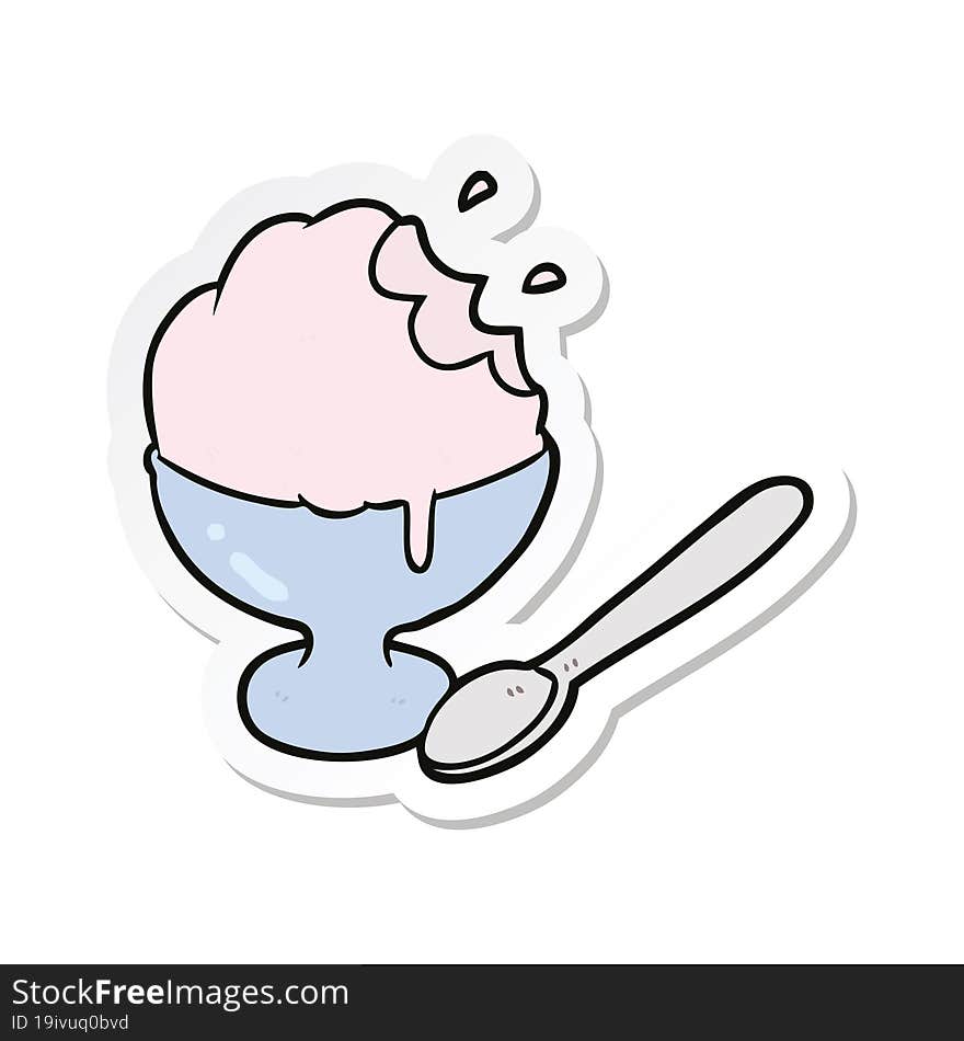 sticker of a cartoon ice cream dessert