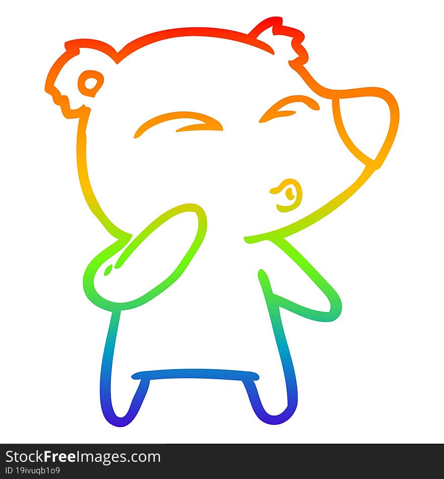 rainbow gradient line drawing cartoon whistling bear