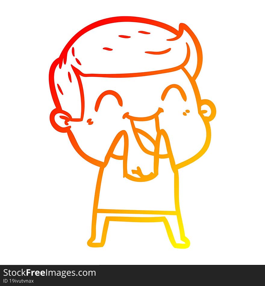 warm gradient line drawing of a cartoon man laughing