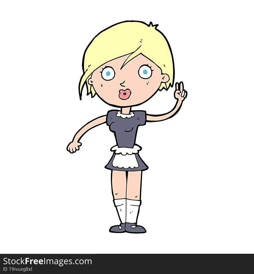 Cartoon Waitress Making Hand Gesture