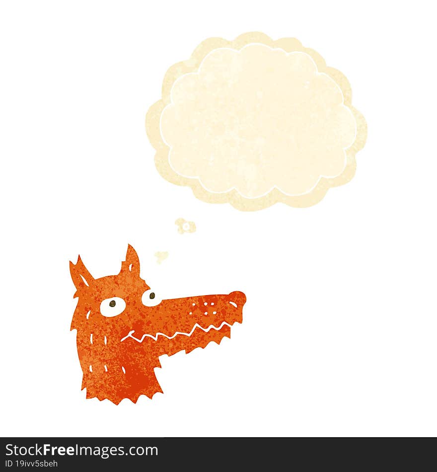 cartoon fox head with thought bubble