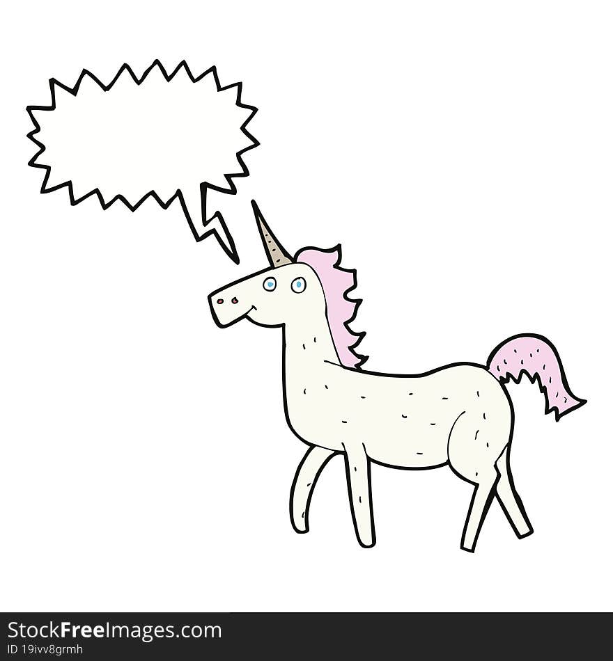 Cartoon Unicorn With Speech Bubble