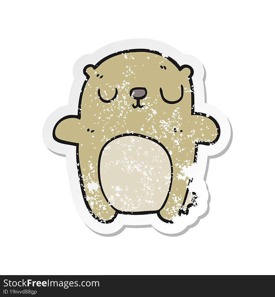 Distressed Sticker Of A Cartoon Bear