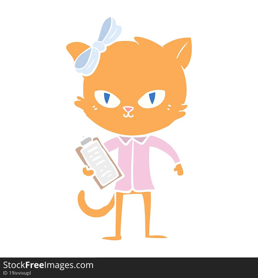 cute flat color style cartoon cat