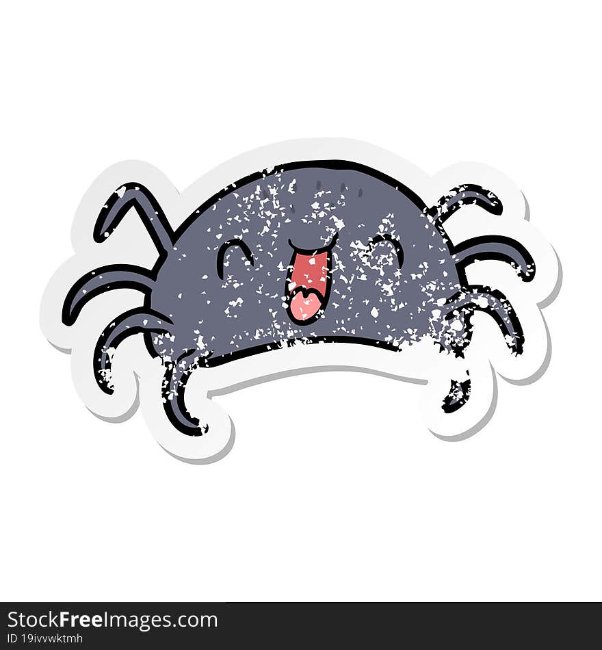 Distressed Sticker Of A Cartoon Spider