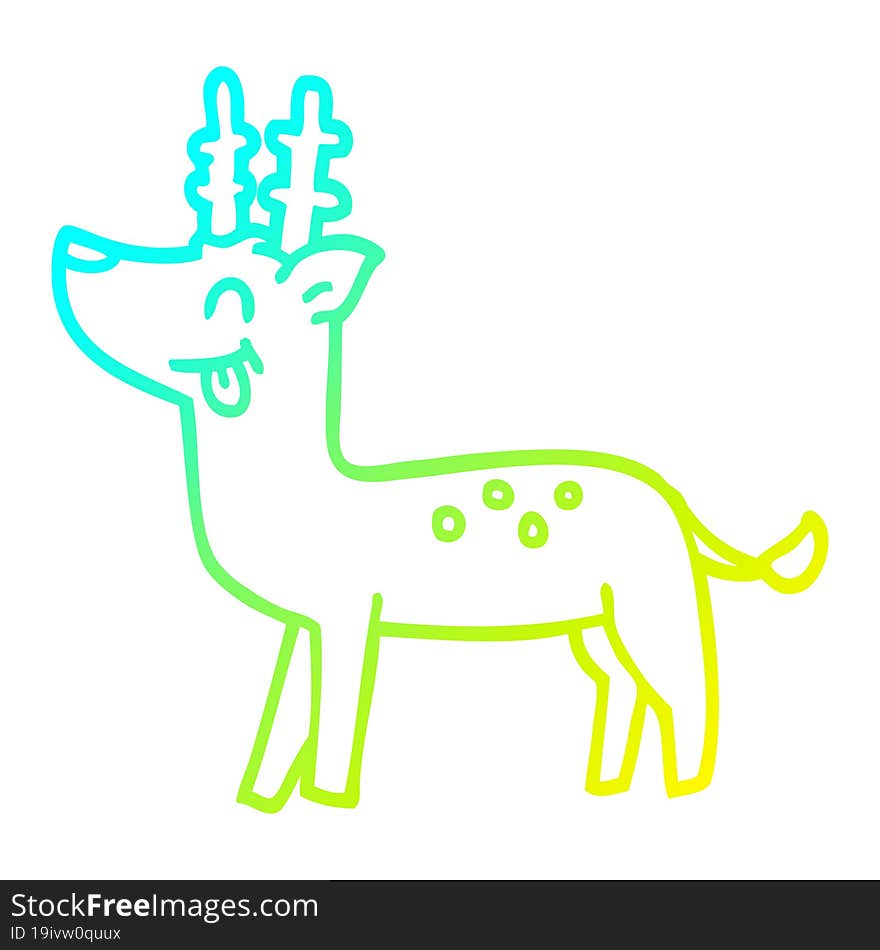 cold gradient line drawing cartoon happy deer