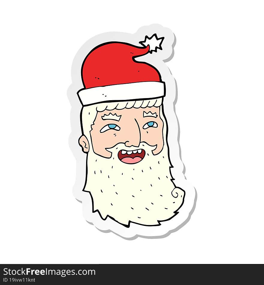 sticker of a cartoon laughing santa