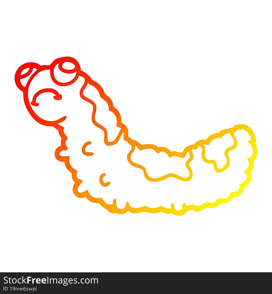 warm gradient line drawing cartoon unhappy caterpillar