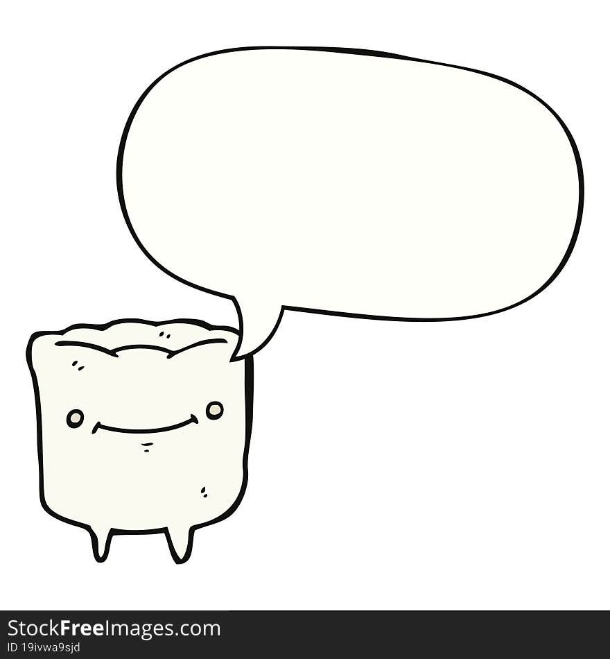 cartoon happy tooth and speech bubble