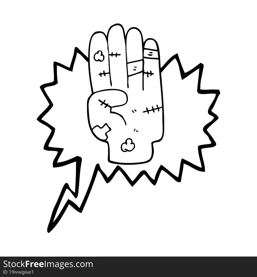 speech bubble cartoon injured hand