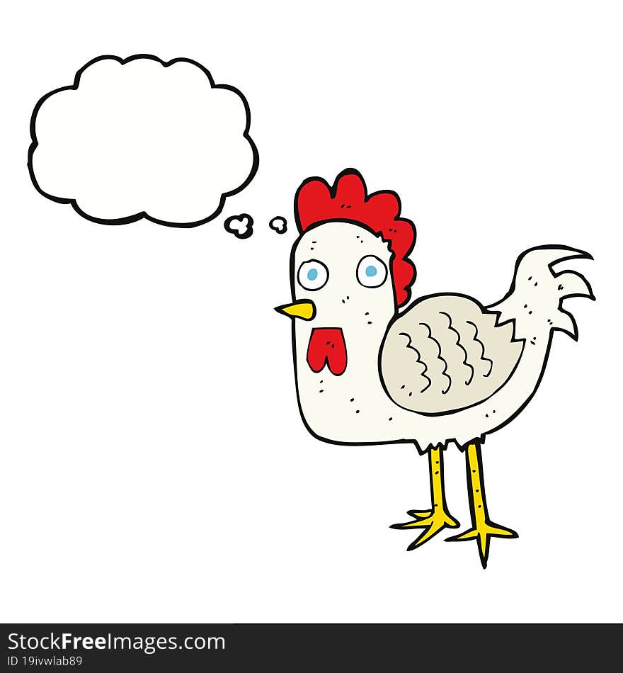 Cartoon Chicken With Thought Bubble