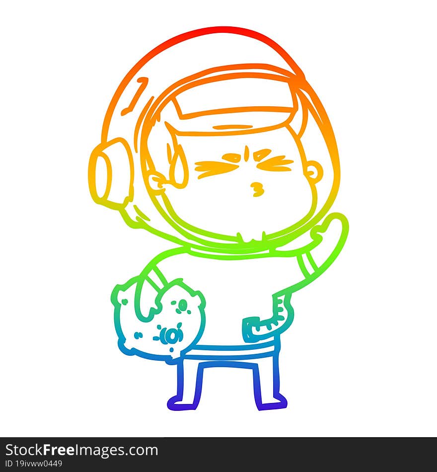 rainbow gradient line drawing cartoon stressed astronaut