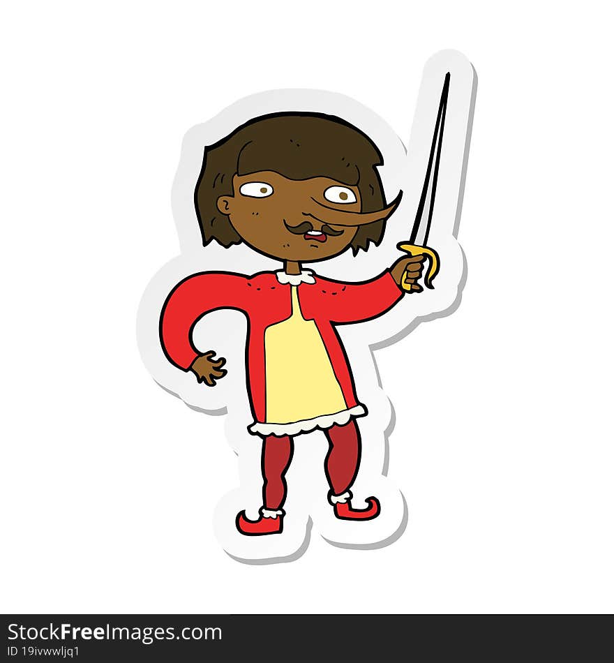 Sticker Of A Cartoon Man With Sword