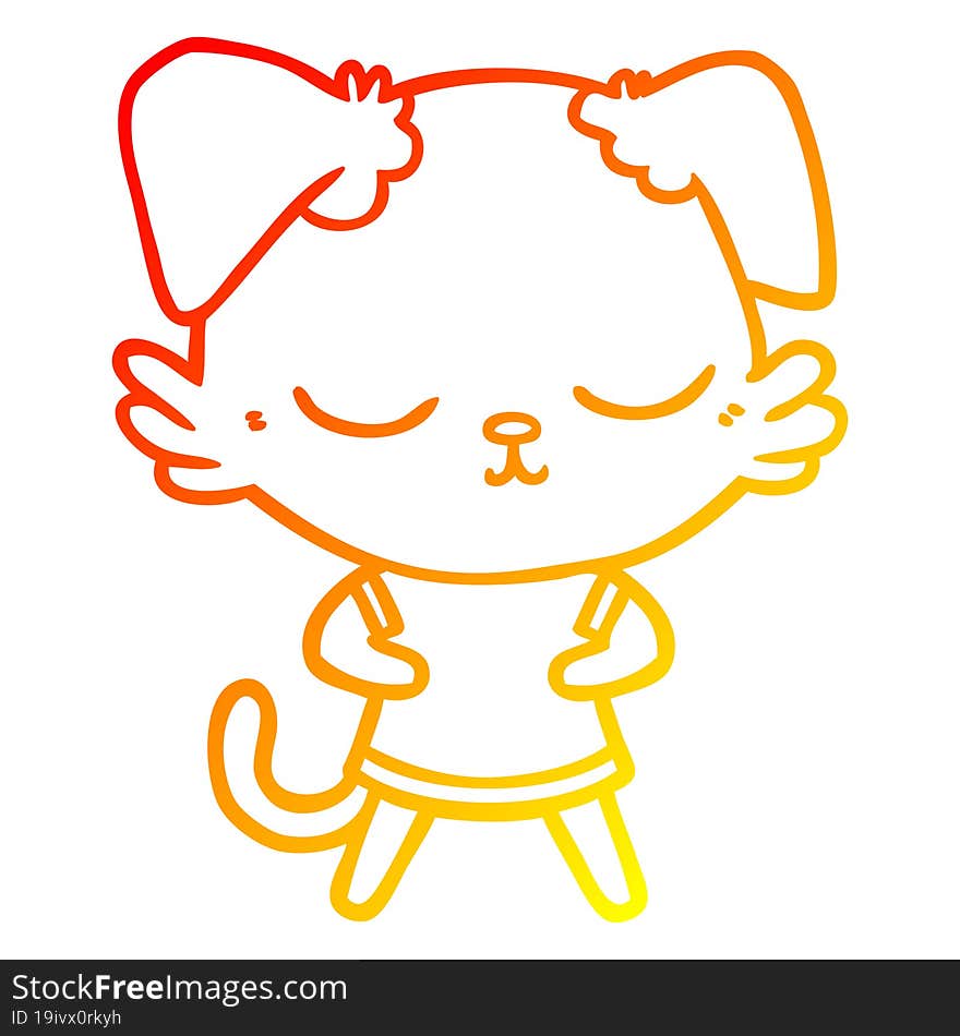 warm gradient line drawing cute cartoon dog