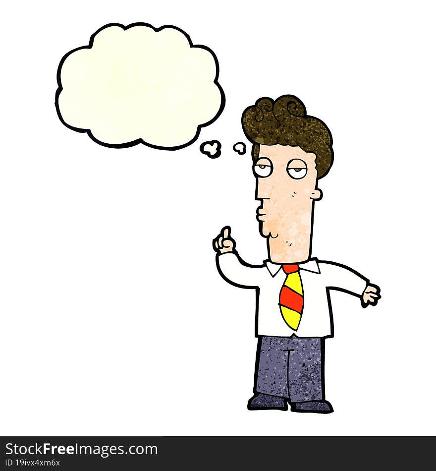 Cartoon Bored Man Asking Question With Thought Bubble