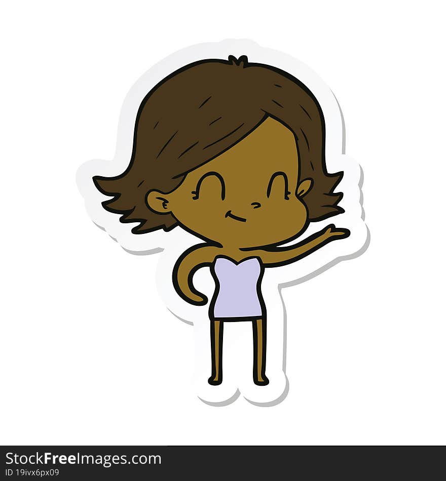 sticker of a cartoon friendly girl