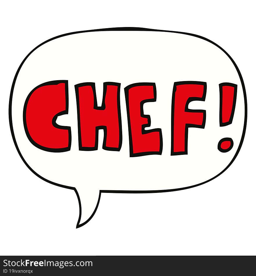 Cartoon Word Chef And Speech Bubble