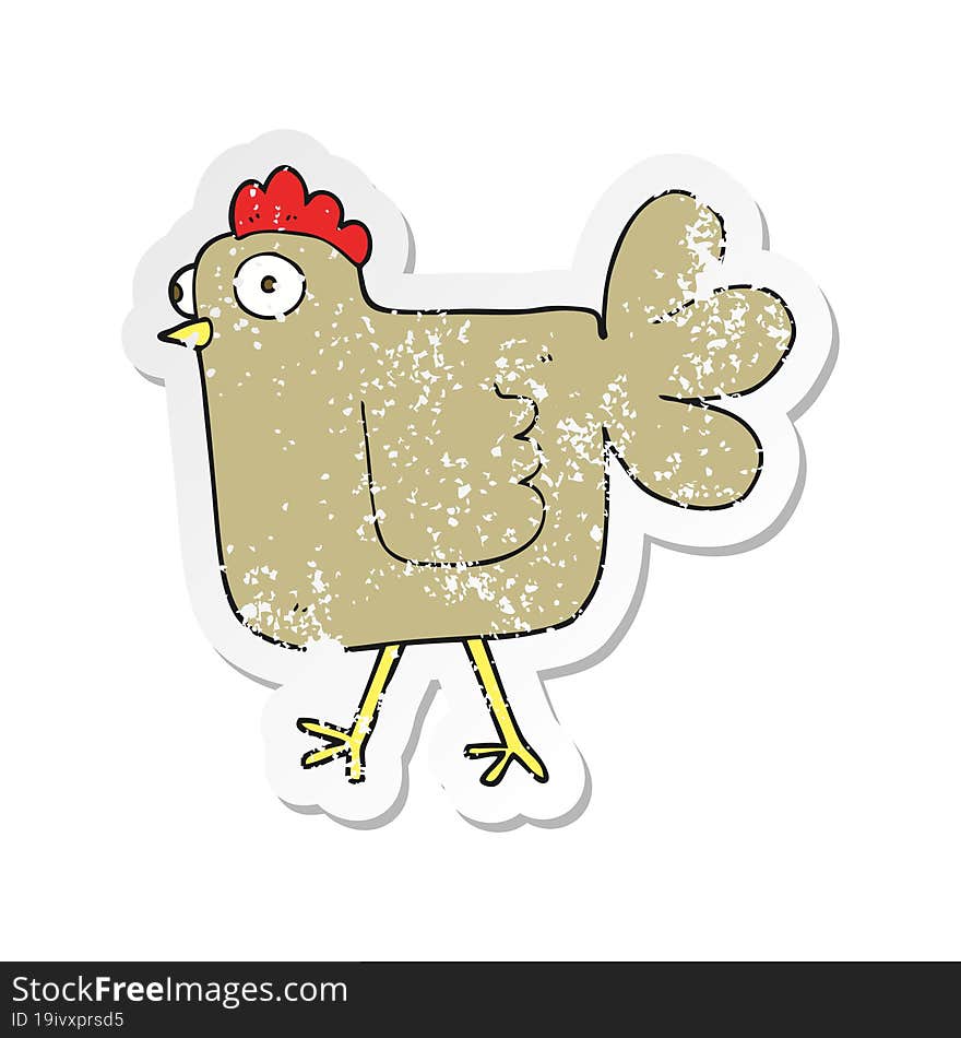 retro distressed sticker of a cartoon chicken