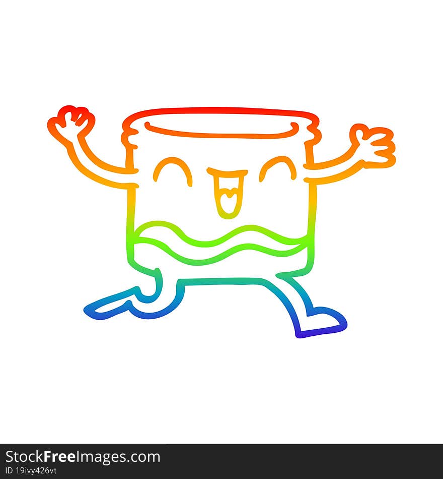 rainbow gradient line drawing of a happy cartoon whisky glass