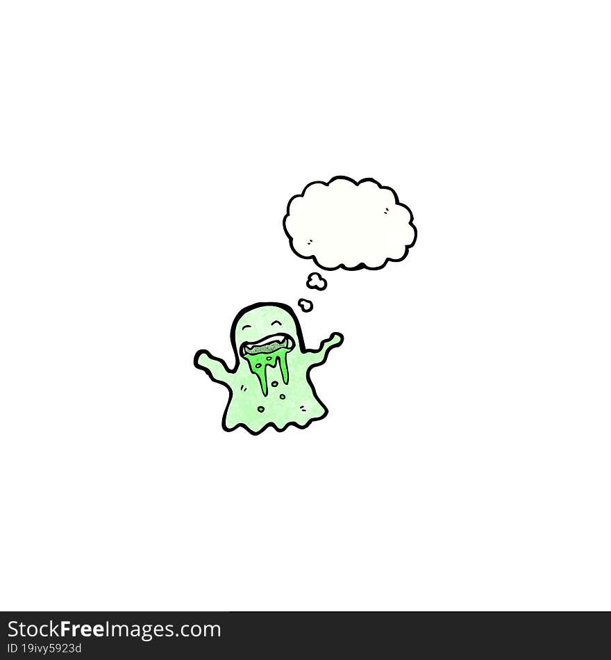 Cartoon Slimey Ghost With Thought Bubble