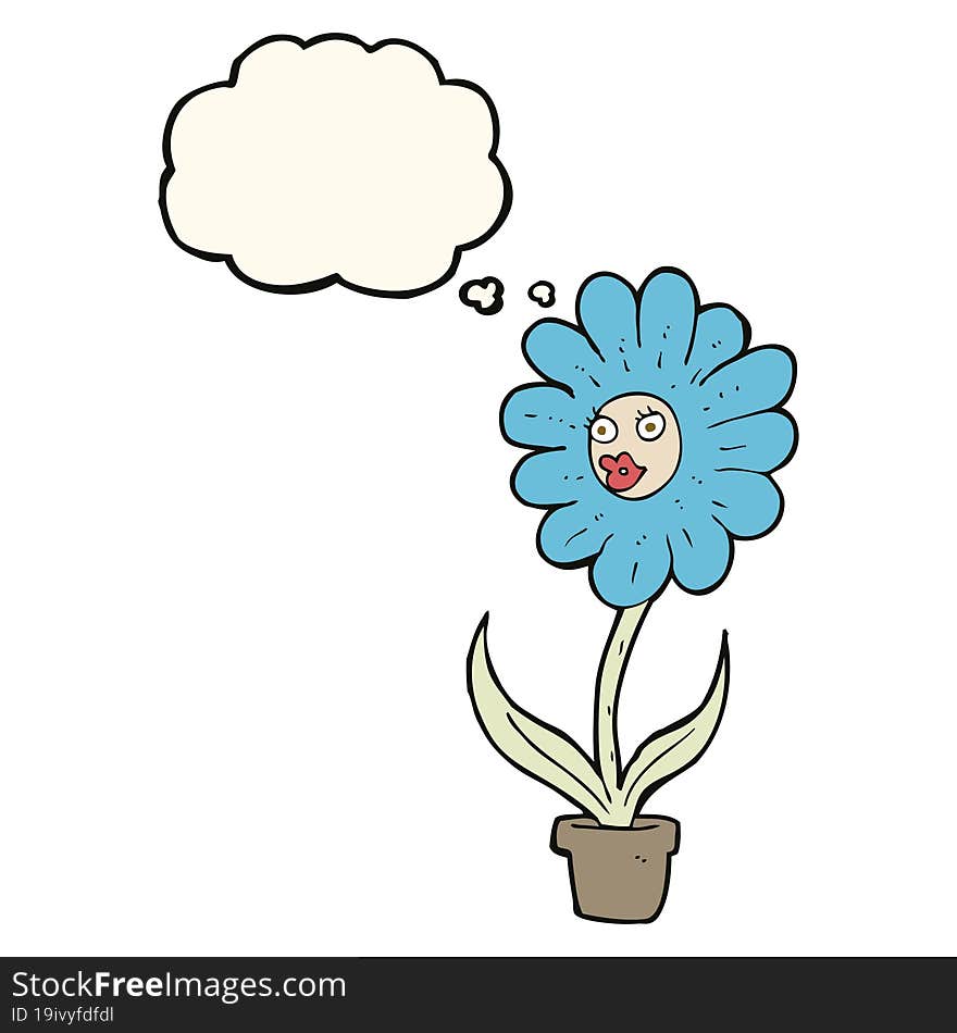 cartoon flower with thought bubble