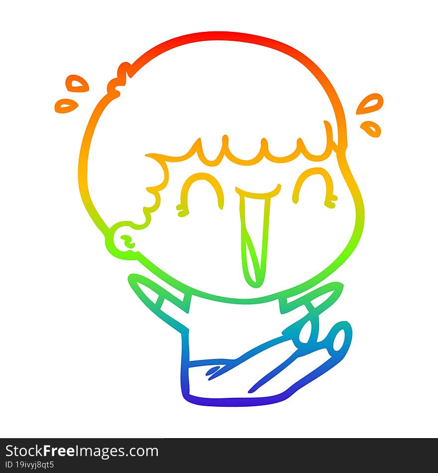 rainbow gradient line drawing laughing cartoon man