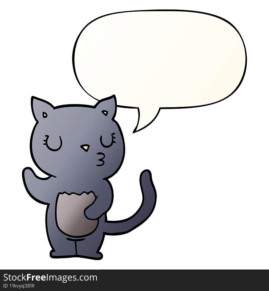 cute cartoon cat with speech bubble in smooth gradient style